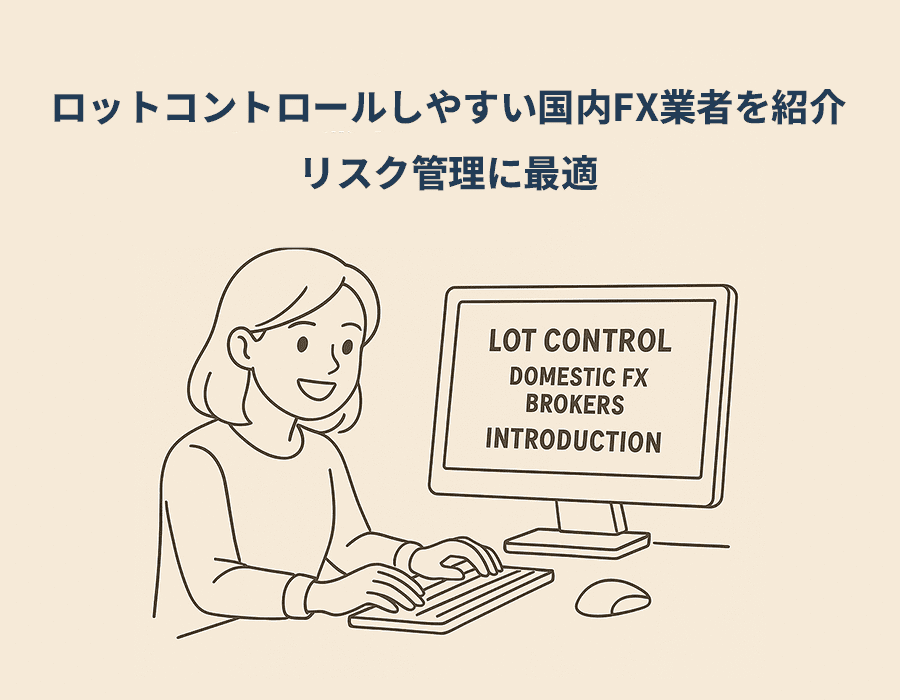 リスク管理に強い国内FX業者でロットコントロールを簡単に行う女性トレーダーのイラスト